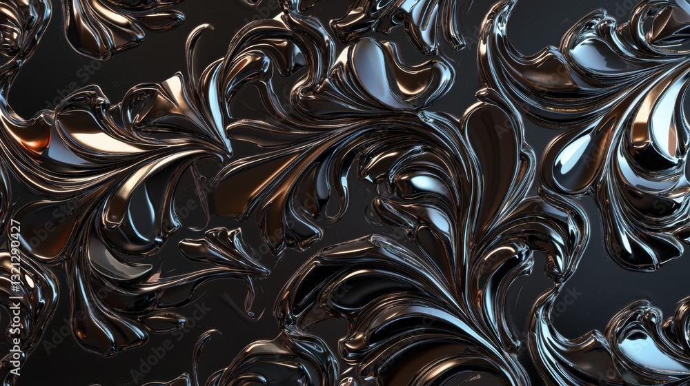 Poster abstract digital art piece that appears to be made up of a series of curved lines and curves that cr