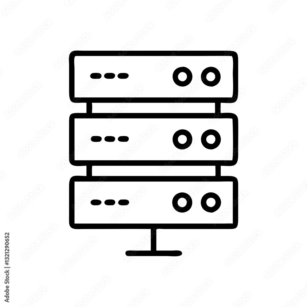 Poster black server rack icon, database storage symbol, cloud computing, web hosting, data center, it infra