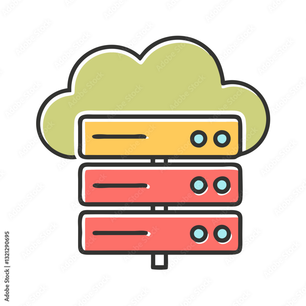 Poster cloud server icon, cloud computing, data storage, web hosting, it infrastructure, internet security,
