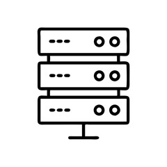 Obraz premium Black server rack icon, database storage symbol, cloud computing, web hosting, data center, IT infrastructure, cybersecurity, software development, networking, and digital technology design