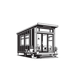 vector illustration of a small container house