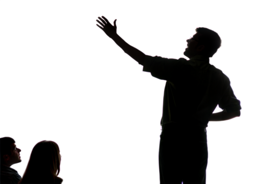 Silhouette of a Man Giving a Presentation