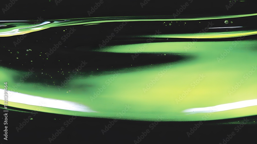 Poster a smooth flowing abstract image with green and black colors