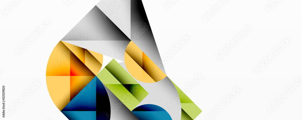 Aufkleber Modern abstract composition with layered circles and angular segments featuring gradients, transparency effects, and a structured geometric layout