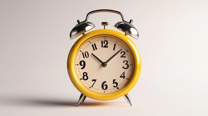 Yellow alarm clock showing the time.