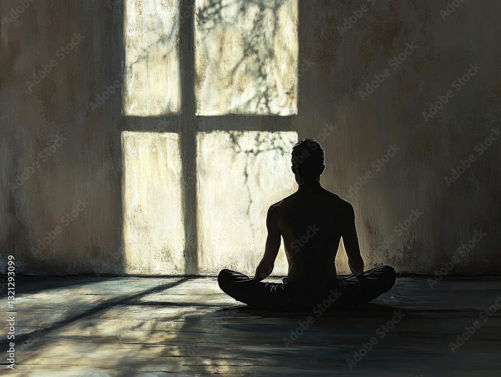 Poster a man sits in front of a window, possibly deep in thought