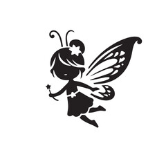Fototapeta premium Fairy Silhouette vector silhouette. Cute fairy logo, icon design.
