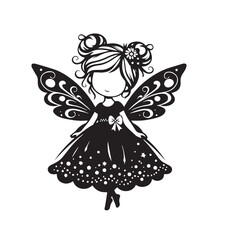 Fairy Silhouette vector silhouette. Cute fairy logo, icon design.