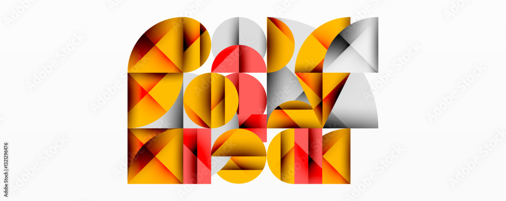 Aufkleber Modern abstract composition with layered circles and angular segments featuring gradients, transparency effects, and a structured geometric layout