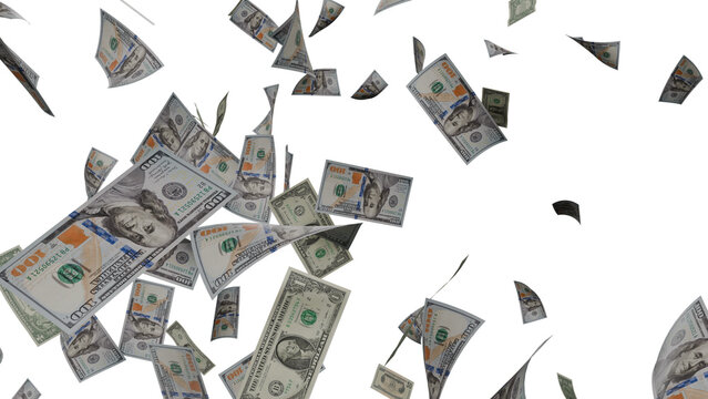 dollar bills falling down