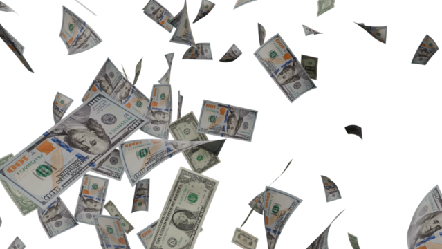 dollar bills falling down