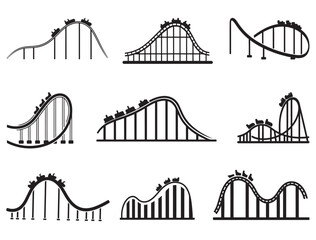 ROLLER COASTER SILHOUETTE WHITE BACKGROUND
