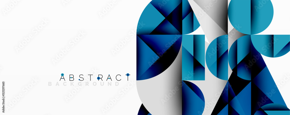 Aufkleber Abstract geometric design with intersecting circles, triangles, squares and sharp angles creating a layered composition with gradients, depth, and contrast
