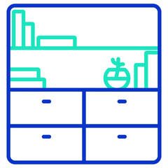 Book Shelf outline dual color icon