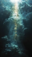 A tall tower stands alone in a cloudy sky