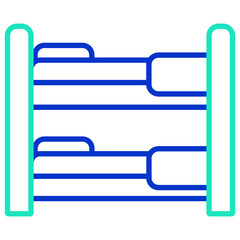 Bunk Bed outline dual color icon