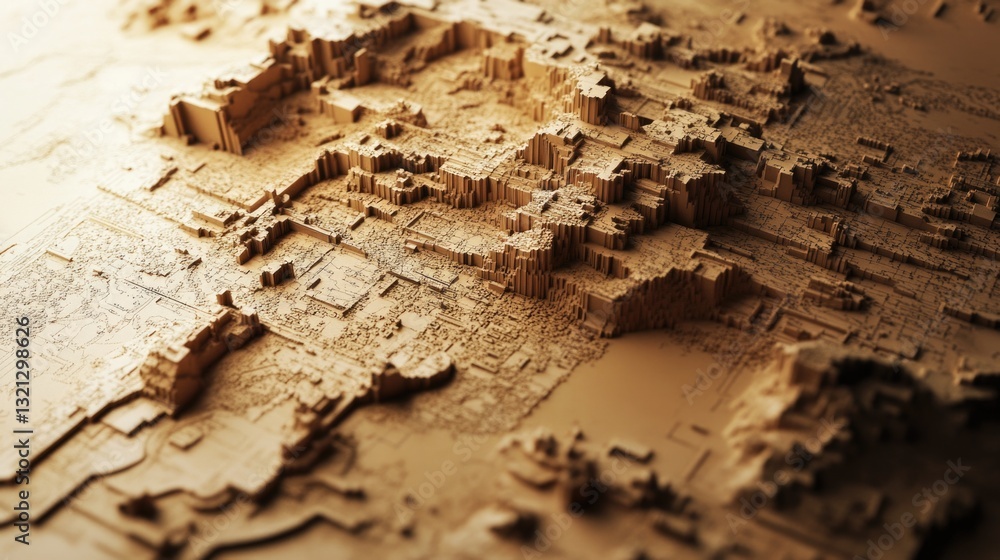 Poster A detailed view of a scale model of a city, ideal for use in presentations or as a prop