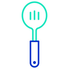 Slotted spoon outline dual color icon