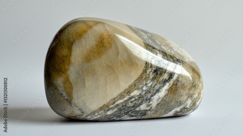 Poster close-up of a small, oval-shaped object. the object appears to be made of a smooth, polished stone w