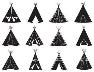 TEEPEE SILHOUETTE WHITE BACKGROUND © Toseef