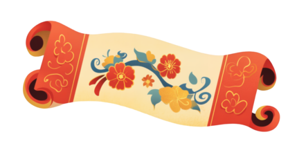 Dragon Boat Festival PNG file transparent background – Flat vector of a decorative Chinese scroll for festival wishes