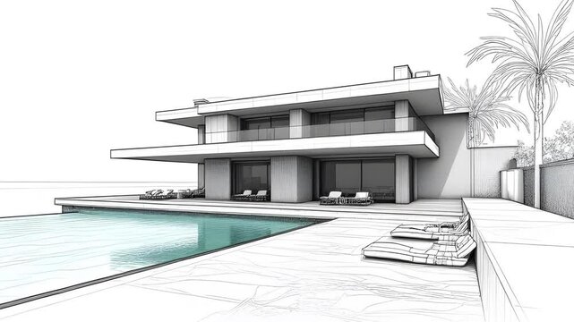 Modern home 3D interior design sketch