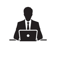 Businessman using laptop vector design. Office man using laptop vector illustration.