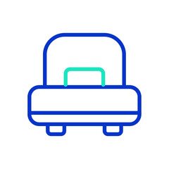 Single Bed outline dual color icon