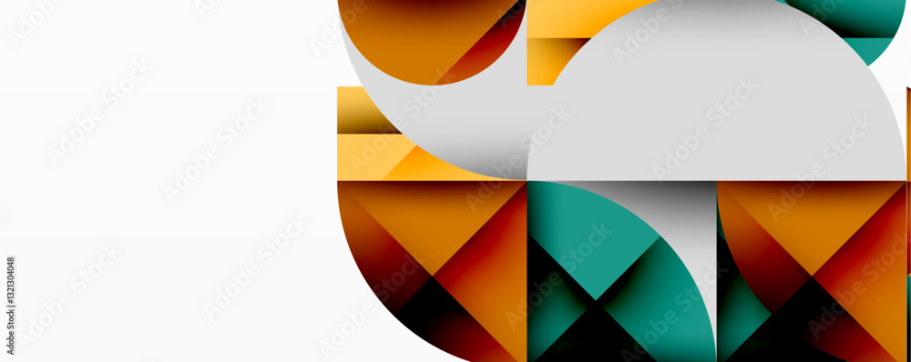 Aufkleber Modern abstract composition with layered circles and angular segments featuring gradients, transparency effects, and a structured geometric layout
