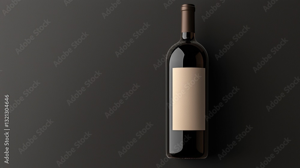 Poster 3d rendering of a wine bottle. the bottle is dark brown in color and has a cork stopper. it is stand