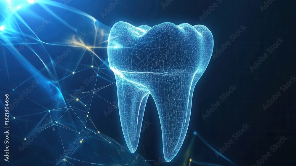 Poster dynamic abstract background showcasing glowing golden waves symbolizing the healing power of dental 