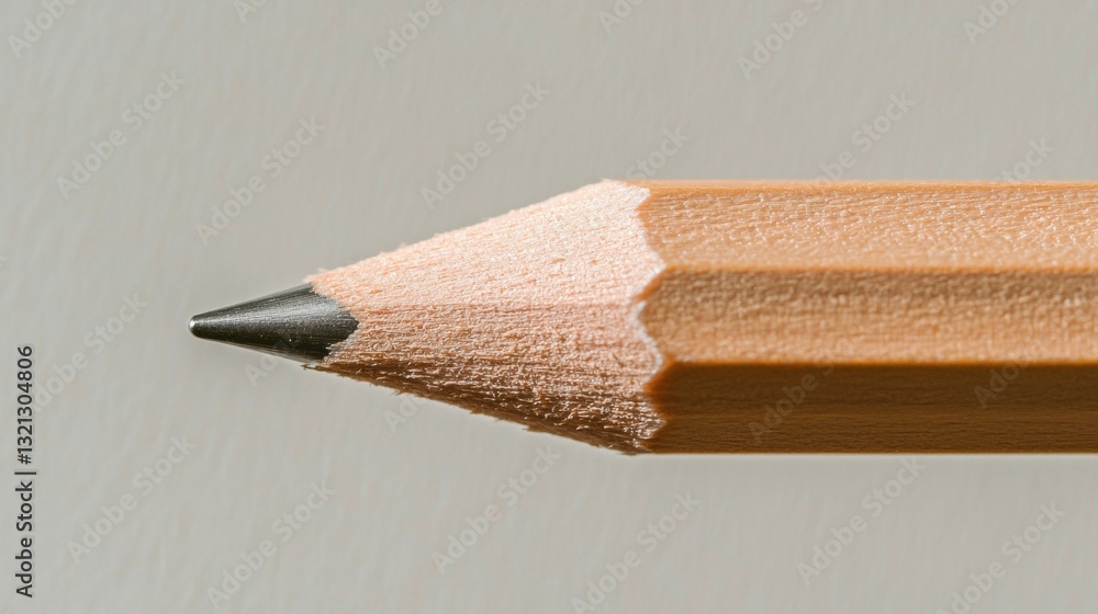 Poster close-up of a pencil with a sharpened tip. the pencil is orange in color and appears to be made of w