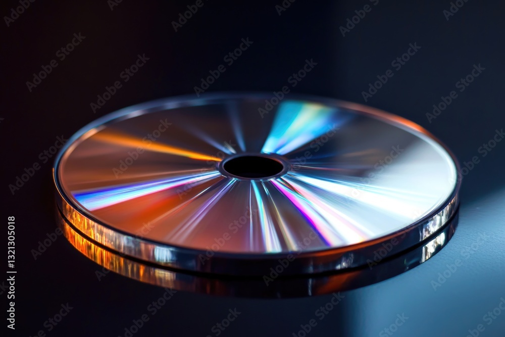 Poster A close-up view of a disc sitting on a table, potentially for playback or display