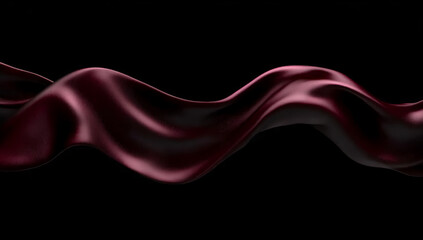 a dark burgundy silk fabric with smooth folds, floating in the air,