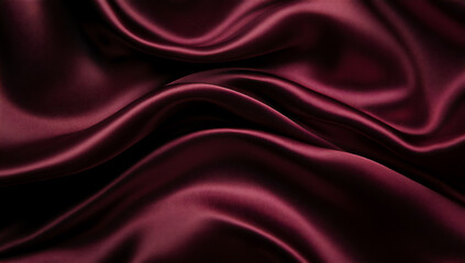 Obraz premium a dark burgundy silk fabric with smooth folds, floating in the air,