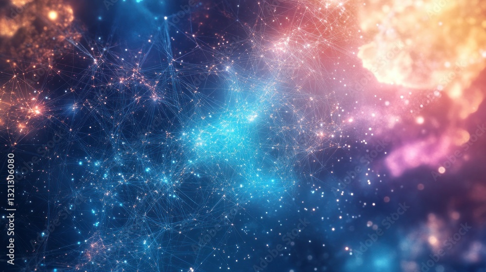 Poster cosmic sky with intricate digital networks forming holographic paths background wallpaper ai generat
