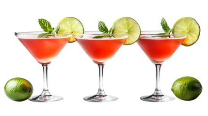 Refreshing Summer Cocktail with Mint Leaves in Glass Isolated on Transparent Background