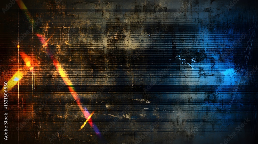Poster abstract grungy background with light streaks and textural elements