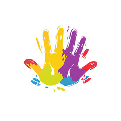 Obraz premium A colorful hand with a rainbow of colors on it