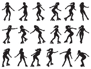 WOMAN ROLLER SKATING SILHOUETTE