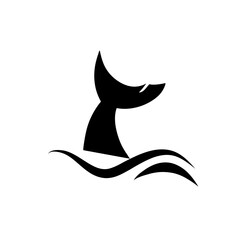 Whale tail with waves icon
