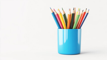 Fototapeta premium colorful pencils in pen holder isolated on a white background