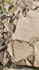 Hiking trail marked with large stones in the high tatras mountains, slovakia