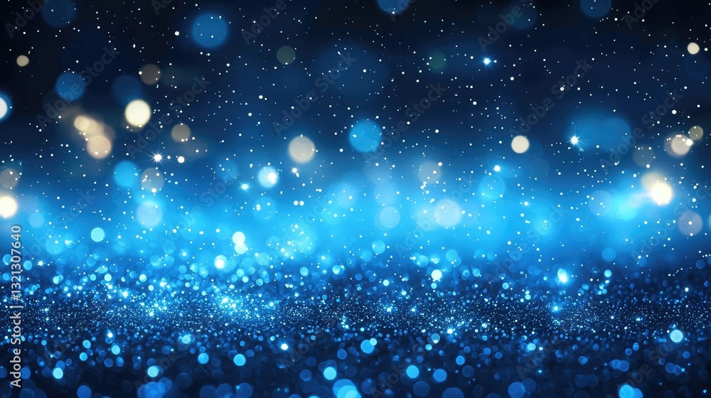 Poster dramatic nighttime abstract background idea. a sparkling blue background filled with shimmering ligh