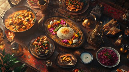 Realistic Ramadan Kareem greeting designed for a meal plan company. 