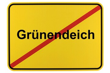 Illustration eines Ortsschildes der Gemeinde Grünendeich in Niedersachsen