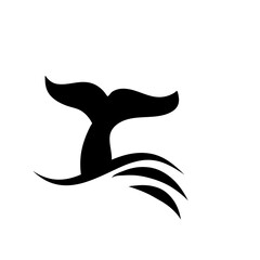 Whale tail with waves icon
