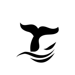 Whale tail with waves icon
