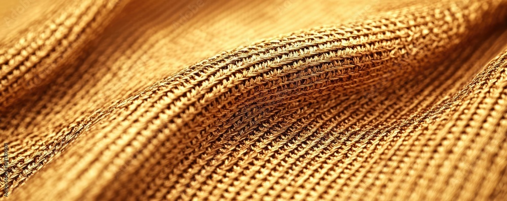 Poster abstract art background concept. close-up view of textured golden fabric, showcasing intricate patte