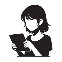 Child using tab vector silhouette design. Children using tab vector illustration.